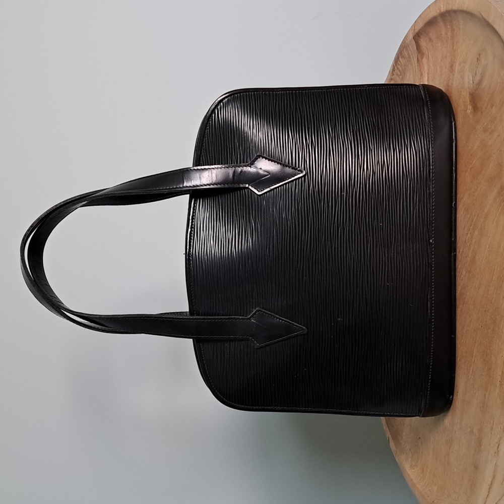 Vintage Y2K Satchel Bag Purse Genuine Leather Black Epi Leather Made in Canada